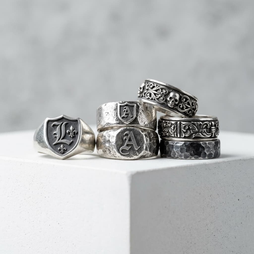 Chunky Silver Gothic Rings & Statement Bands