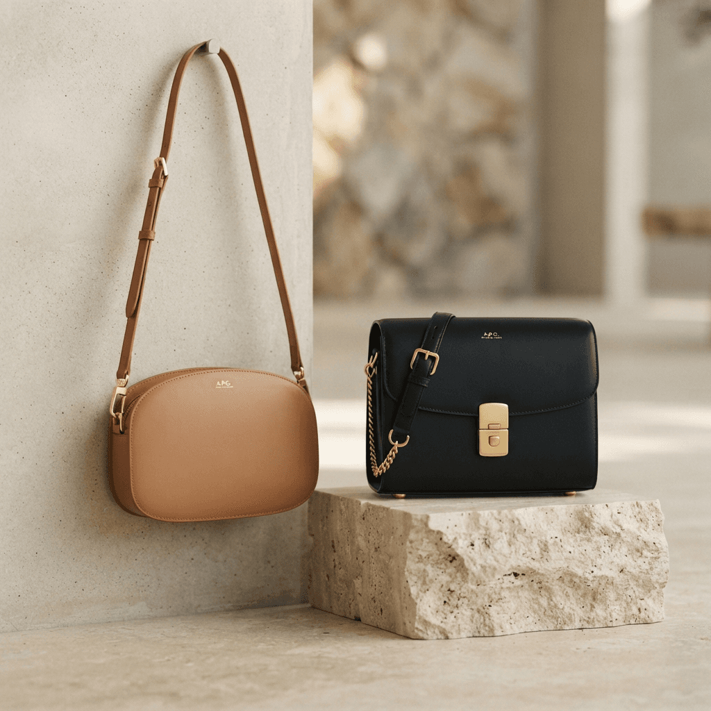Structured Minimalist Crossbody — Black / Tan