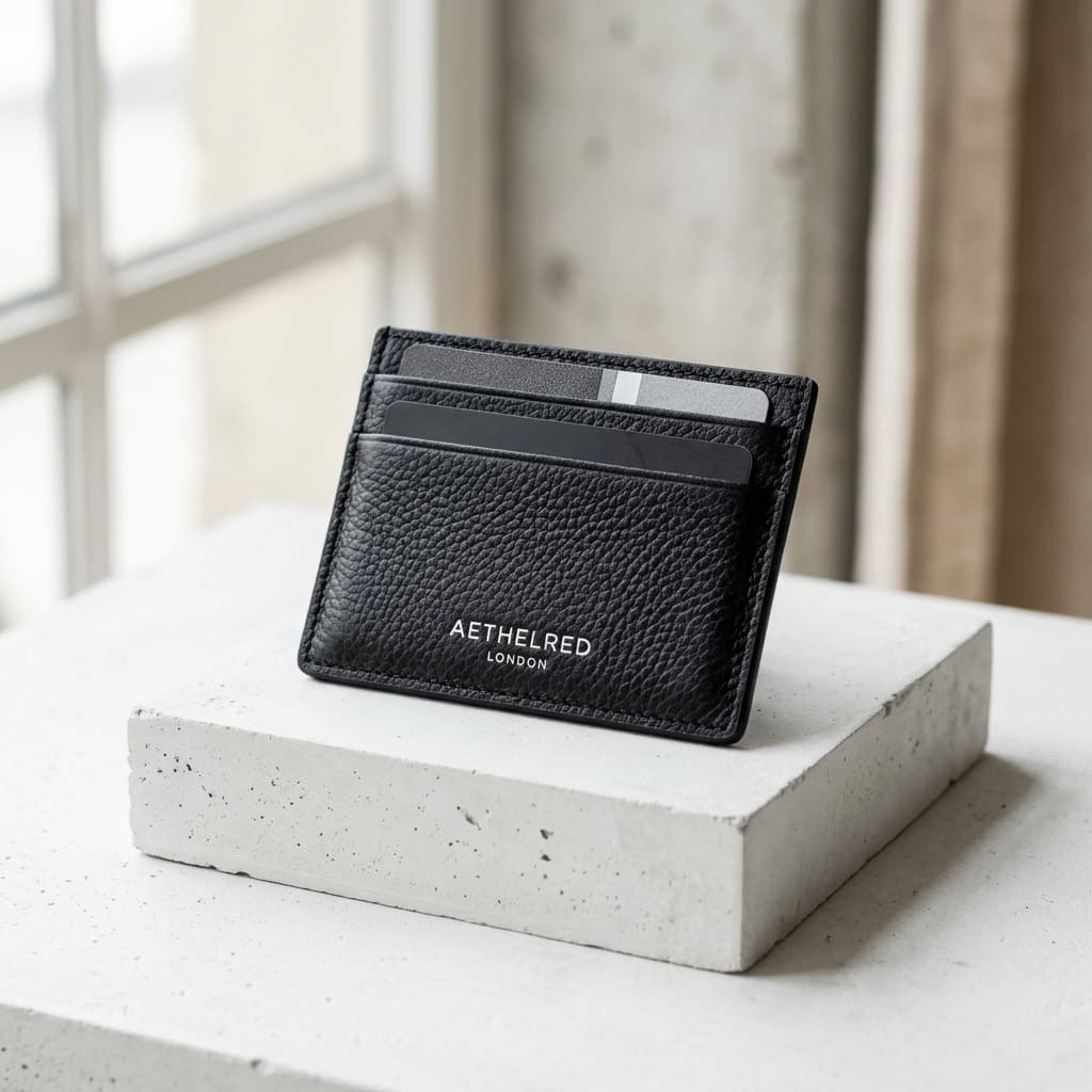 Minimalist Pebbled Leather Monogram Cardholder